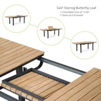 Ensemble de salle à manger d'extérieur 7 pièces Greemotion Mackay en bois de teck avec rallonge papillon intégrée et chaises inclinables marron