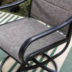 Ensemble de salle à manger 3 pièces pour patio avec petite table carrée avec trou pour parasol et chaises rembourrées à bras pivotantes à 360° - Captiva Designs