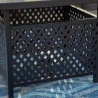 Ensemble de salle à manger 3 pièces pour patio avec petite table carrée avec trou pour parasol et chaises rembourrées à bras pivotantes à 360° - Captiva Designs