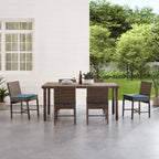 7pc Bradenton Outdoor Steel Dining Set Navy/Weathered Brown - Crosley: With Removable Cushion Covers, UV-Resistant