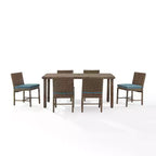 7pc Bradenton Outdoor Steel Dining Set Navy/Weathered Brown - Crosley: With Removable Cushion Covers, UV-Resistant
