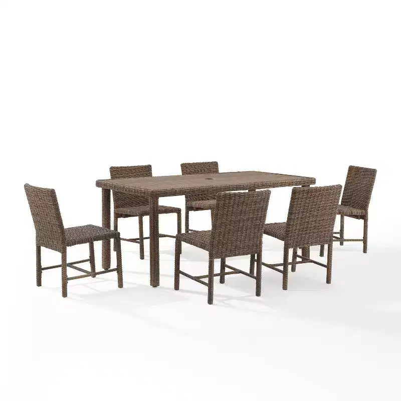7pc Bradenton Outdoor Steel Dining Set Navy/Weathered Brown - Crosley: With Removable Cushion Covers, UV-Resistant