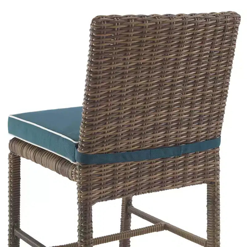 7pc Bradenton Outdoor Steel Dining Set Navy/Weathered Brown - Crosley: With Removable Cushion Covers, UV-Resistant