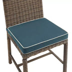 7pc Bradenton Outdoor Steel Dining Set Navy/Weathered Brown - Crosley: With Removable Cushion Covers, UV-Resistant