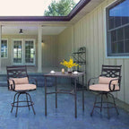 Ensemble extérieur 3 pièces avec tabourets pivotants et table en métal : Captiva Designs, résistant aux intempéries, résistant aux UV