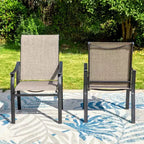 Ensemble de salle à manger d'extérieur 5 pièces avec chaises rembourrées en textilène et table ronde en métal - Gris/Noir - Captiva Designs : Salon de jardin robuste et résistant à l'eau pour 4 personnes