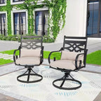 Ensemble repas de jardin 5 pièces : Chaises pivotantes, Table ronde, Trou de parasol - Captiva Designs