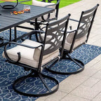 Ensemble repas de jardin 5 pièces : Chaises pivotantes, Table ronde, Trou de parasol - Captiva Designs