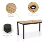 Ensemble de salle à manger extérieur Greemotion Mackay 5 pièces en bois de teck : Résistant aux UV, aux intempéries, cadre en aluminium