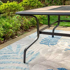 Ensemble de salle à manger d'extérieur 7 pièces Captiva Designs avec table en faux bois/acier avec trou pour parasol et chaises en métal rembourrées avec accoudoirs