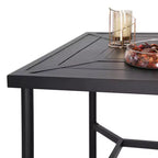 Ensemble de bar d'extérieur 3 pièces avec tabourets pivotants et table carrée en métal avec trou pour parasol - Captiva Designs : Salon de jardin avec coussins