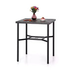 Ensemble de bar d'extérieur 3 pièces avec tabourets pivotants et table carrée en métal avec trou pour parasol - Captiva Designs : Salon de jardin avec coussins