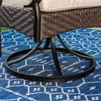Ensemble de salle à manger extérieur 7 pièces avec chaises pivotantes avec coussins d'assise et de dossier et table en faux bois avec cadre en métal et trou pour parasol - Captiva Designs