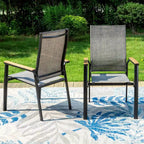 Ensemble repas de jardin 5 pièces avec chaises en toile de fronde et table carrée en aluminium thermolaqué - Captiva Designs : Ensemble de patio résistant aux intempéries