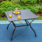 Ensemble repas de jardin 5 pièces avec chaises en toile de fronde et table carrée en aluminium thermolaqué - Captiva Designs : Ensemble de patio résistant aux intempéries