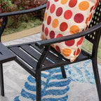Ensemble de salle à manger d'extérieur 5 pièces avec table carrée à lattes métalliques et trou pour parasol de 4 cm – Captiva Designs : Ensemble de meubles de patio pour 4, acier thermolaqué