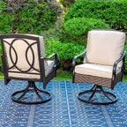 Ensemble de salle à manger d'extérieur 7 pièces avec chaises pivotantes et grande table rectangulaire en métal avec trou pour parasol - Captiva Designs : Revêtement E, résistant aux intempéries