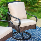 Ensemble de salle à manger d'extérieur 7 pièces avec chaises pivotantes et grande table rectangulaire en métal avec trou pour parasol - Captiva Designs : Revêtement E, résistant aux intempéries