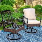Ensemble de salle à manger d'extérieur 7 pièces avec chaises pivotantes et grande table rectangulaire en métal avec trou pour parasol - Captiva Designs : Revêtement E, résistant aux intempéries