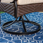 Ensemble de salle à manger d'extérieur 7 pièces avec chaises pivotantes et grande table rectangulaire en métal avec trou pour parasol - Captiva Designs : Revêtement E, résistant aux intempéries