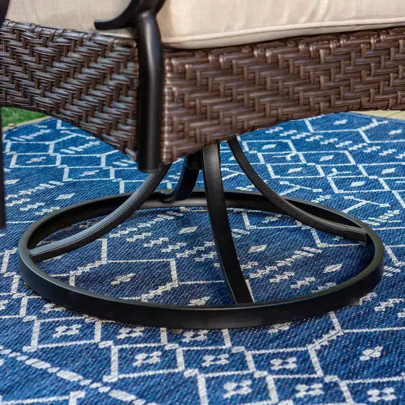 Ensemble de salle à manger d'extérieur 7 pièces avec chaises pivotantes et grande table rectangulaire en métal avec trou pour parasol - Captiva Designs : Revêtement E, résistant aux intempéries