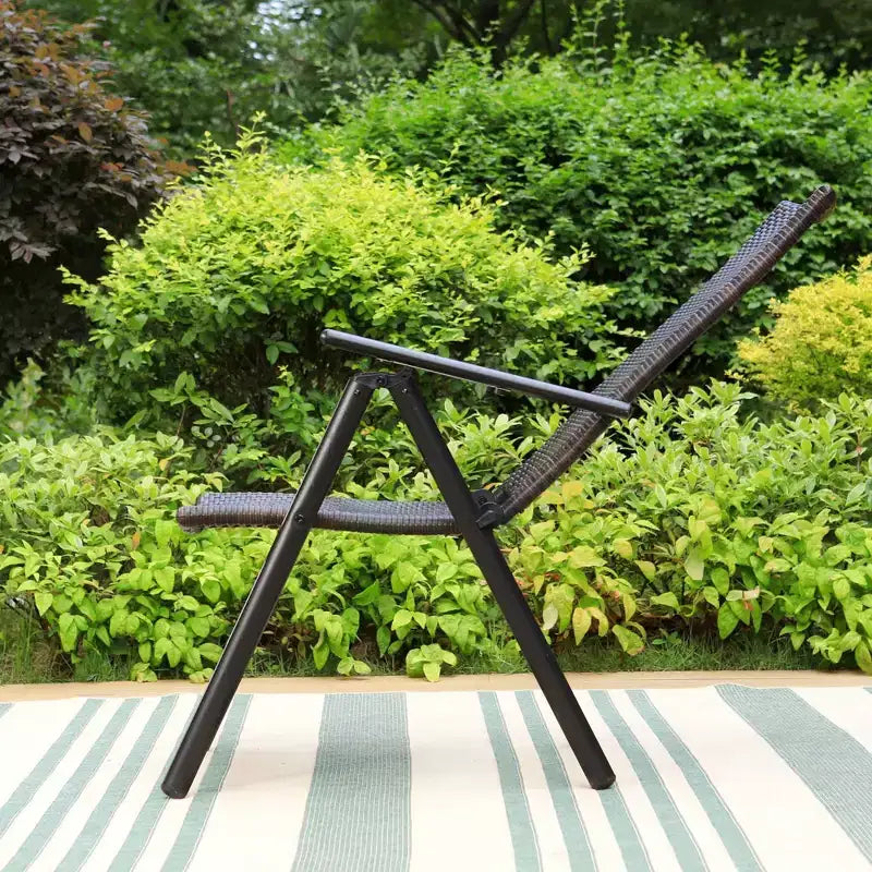 7pc Outdoor Dining Set with 7 Position Adjustable Folding Wicker Chairs & Expandable Metal Table - Captiva Designs: No Cushion, Weather-Resistant