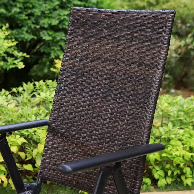 7pc Outdoor Dining Set with 7 Position Adjustable Folding Wicker Chairs & Expandable Metal Table - Captiva Designs: No Cushion, Weather-Resistant