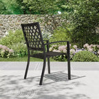 7pc Patio Dining Set with Rectangle Table with 1.57" Umbrella Hole & Steel Arm Chairs - Black - Captiva Designs