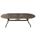 Ensemble de salle à manger 9 pièces avec table ovale en aluminium à treillis maillé moderne de 241 cm et chaises à accoudoirs - Bronze - Oakland Living : Résistant aux UV, Résistant aux intempéries