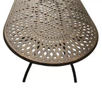 Ensemble de salle à manger 9 pièces avec table ovale en aluminium à treillis maillé moderne de 241 cm et chaises à accoudoirs - Bronze - Oakland Living : Résistant aux UV, Résistant aux intempéries
