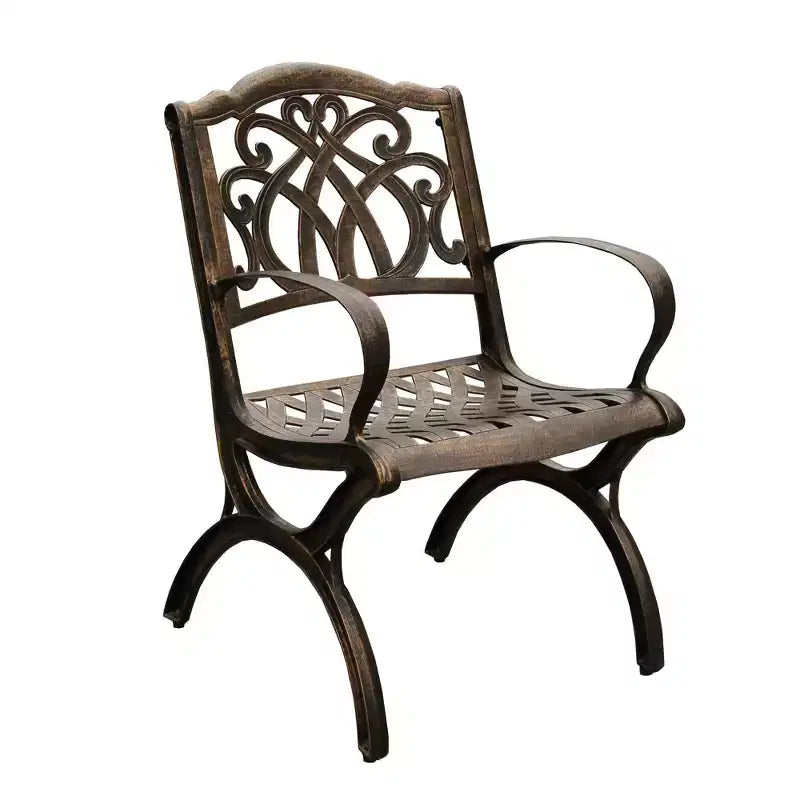 Ensemble de salle à manger 9 pièces avec table ovale en aluminium à treillis maillé moderne de 241 cm et chaises à accoudoirs - Bronze - Oakland Living : Résistant aux UV, Résistant aux intempéries