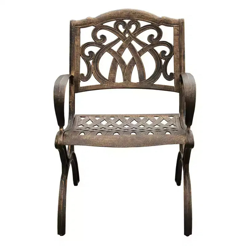 Ensemble de salle à manger 9 pièces avec table ovale en aluminium à treillis maillé moderne de 241 cm et chaises à accoudoirs - Bronze - Oakland Living : Résistant aux UV, Résistant aux intempéries