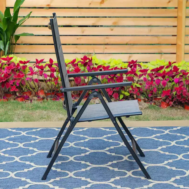 7pc Outdoor Dining Set with 7 Position Folding Chairs with Expandable Metal Table - Captiva Designs: Weather-Resistant Patio Furniture