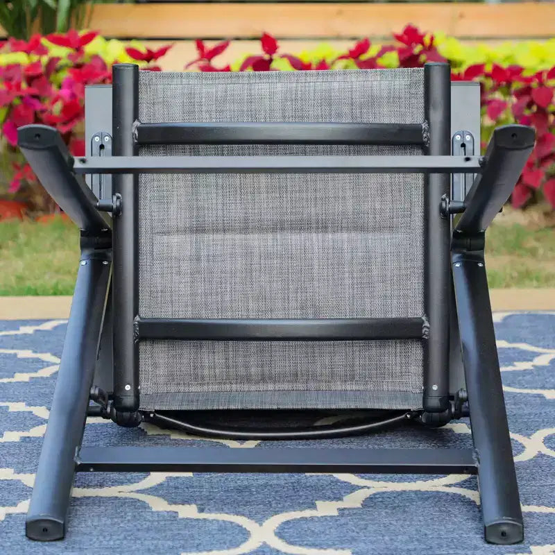 7pc Outdoor Dining Set with 7 Position Folding Chairs with Expandable Metal Table - Captiva Designs: Weather-Resistant Patio Furniture