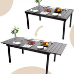 7pc Outdoor Dining Set with 7 Position Folding Chairs with Expandable Metal Table - Captiva Designs: Weather-Resistant Patio Furniture