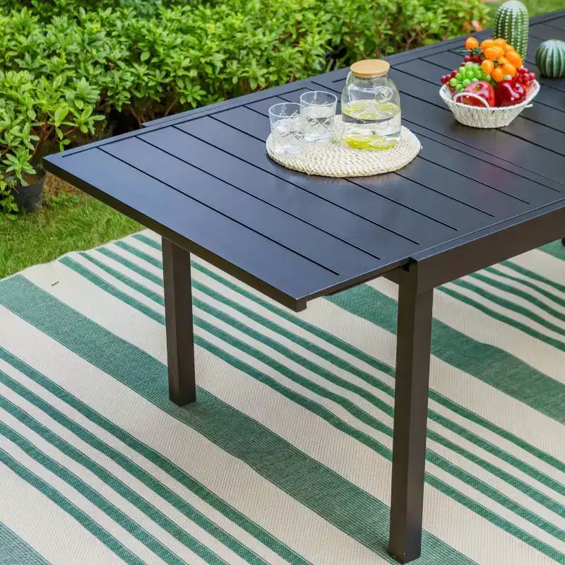 7pc Outdoor Dining Set with 7 Position Folding Chairs with Expandable Metal Table - Captiva Designs: Weather-Resistant Patio Furniture