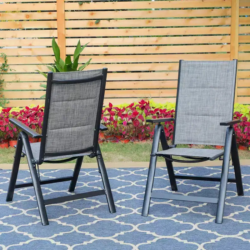 7pc Outdoor Dining Set with 7 Position Folding Chairs with Expandable Metal Table - Captiva Designs: Weather-Resistant Patio Furniture