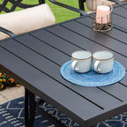 7pc Outdoor Dining Set with Chairs with Cushions & Large Metal Table with Umbrella Hole - Captiva Designs