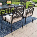 7pc Outdoor Dining Set with Chairs with Cushions & Large Metal Table with Umbrella Hole - Captiva Designs