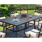 7pc Outdoor Dining Set with Chairs with Cushions & Large Metal Table with Umbrella Hole - Captiva Designs