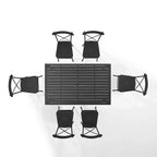 Ensemble repas d'extérieur 7 pièces en métal Astrid - Noir mat - Crosley : résistant aux intempéries, 6 chaises sans accoudoirs, table rectangulaire avec trou pour parasol