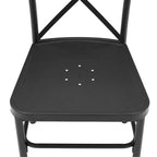 Ensemble repas d'extérieur 7 pièces en métal Astrid - Noir mat - Crosley : résistant aux intempéries, 6 chaises sans accoudoirs, table rectangulaire avec trou pour parasol