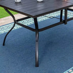 Captiva Designs 7pc Steel Outdoor Patio Dining Set with Swivel Chairs & Metal Table with Umbrella Hole Black
