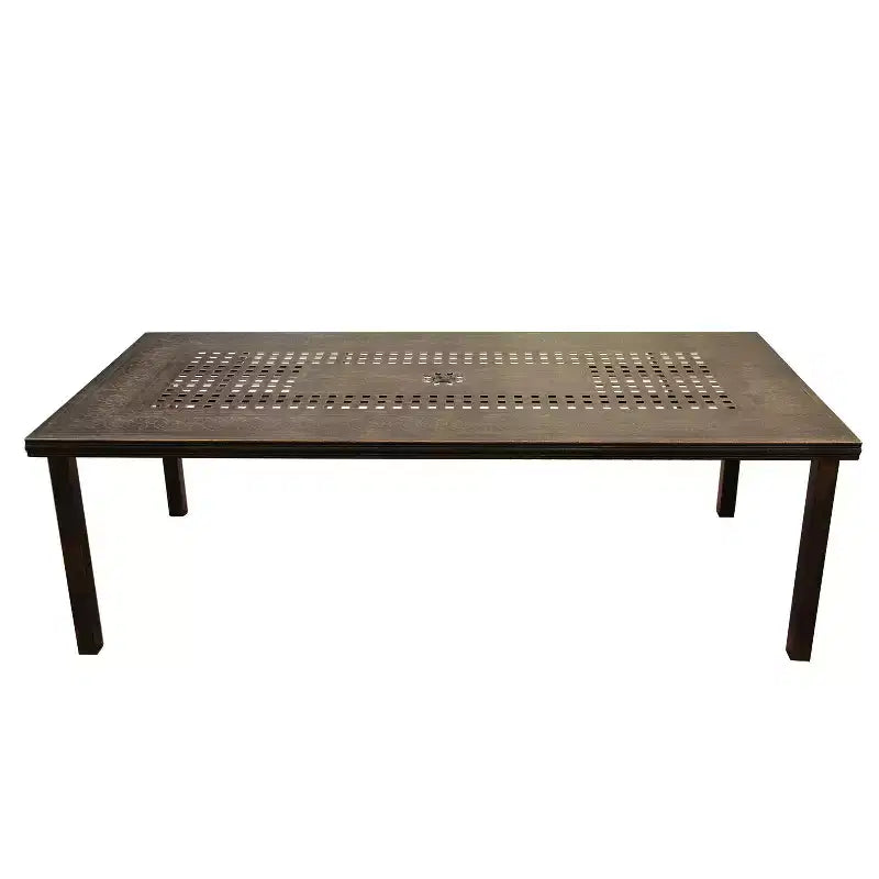 Ensemble de salle à manger d'extérieur moderne en treillis aluminium, rectangulaire, 241 cm, avec 8 fauteuils - Noir - Oakland Living