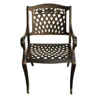 Ensemble de salle à manger d'extérieur moderne en treillis aluminium, rectangulaire, 241 cm, avec 8 fauteuils - Noir - Oakland Living