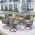 Patio Set with Steel Table with 1.57" Umbrella Hole & Steel Swivel Sling Arm Chairs - Captiva Designs