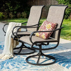 Ensemble de patio avec table en acier avec trou pour parasol de 4 cm et chaises pivotantes en acier de Captiva Designs