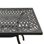 7pc Patio Dining Set with 68" Modern Ornate Outdoor Mesh Aluminum Rectangular Table & Luxury Chairs - Black - Oakland Living