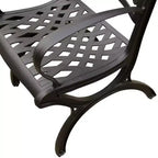 7pc Patio Dining Set with 68" Modern Ornate Outdoor Mesh Aluminum Rectangular Table & Luxury Chairs - Black - Oakland Living