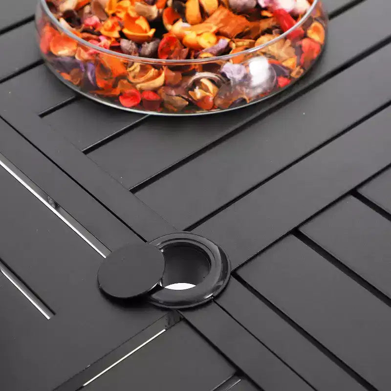 Ensemble de salle à manger de patio 5 pièces avec table ronde et chaises pliantes - Captiva Designs : Aluminium résistant aux intempéries